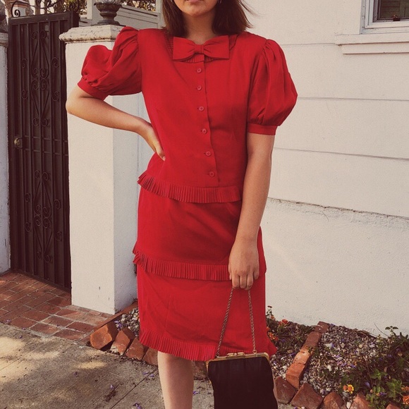 Vintage Dresses & Skirts - Vintage | Red Puff Sleeve Dress Vintage Dresses & Skirts - Vintage | Red Puff Sleeve Dress